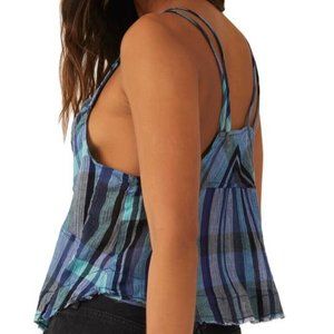 Free People Plaid Halter Top Blue